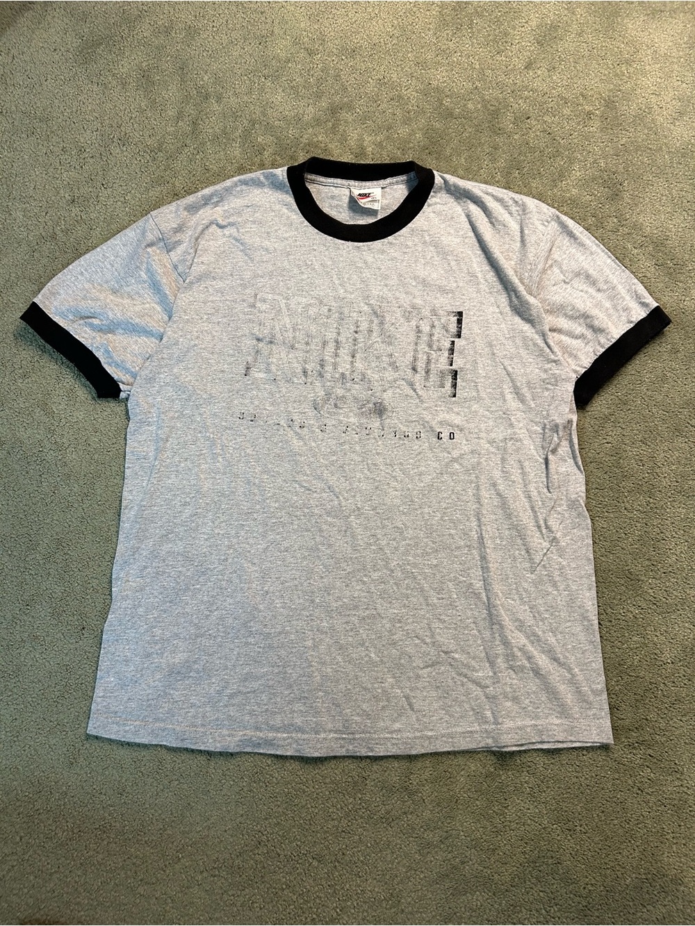 Vintage 90s Nike Faded Spellout Ringer T Shirt Large Made In USA Y2K